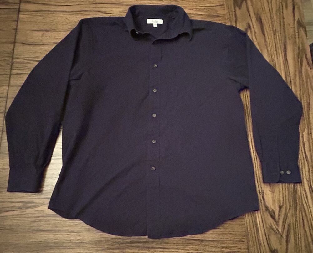 Turnbury Navy Dress Shirt Button-Down Long Sleeve Size L Regular